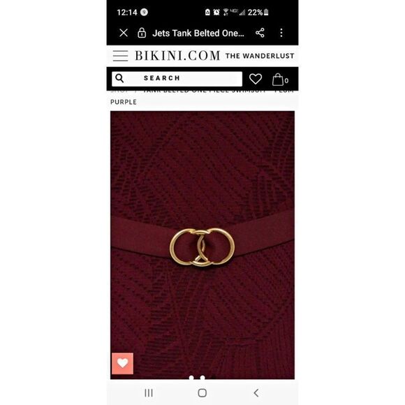 Jessika Allen  Sz 10 Burgundy Tank Belted swimsuit - Picture 6 of 7